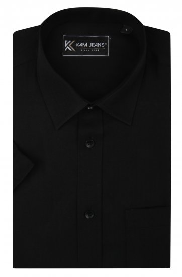 Kam Jeans 6283 Casual SS Herringbone Shirt Black - Koszule - Koszule 2XL-10XL