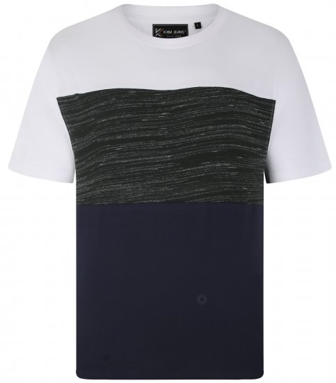Kam Jeans 5739 Contrast Panel Cut & Saw T-Shirt Charcoal - Koszulki - T-shirty meskie Duże Rozmiary - 2XL-14XL