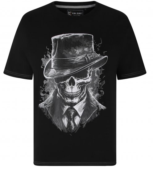 Kam Jeans 5734 Gentleman Skull Printed Black - Koszulki - T-shirty meskie Duże Rozmiary - 2XL-14XL