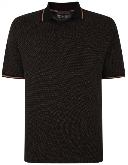 Kam Jeans 5486 Dobby Print Jersey Polo Black - Koszulki polo - Koszulki Polo 2XL-8XL