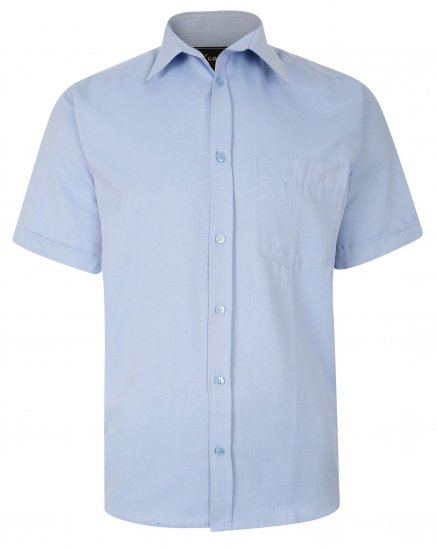 Kam Jeans 6283 Casual SS Herringbone Shirt Blue - Koszule - Koszule 2XL-10XL