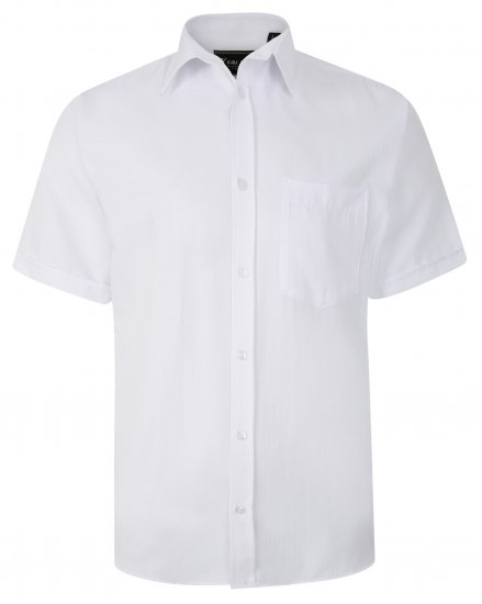 Kam Jeans 6283 Casual SS Herringbone Shirt White - Koszule - Koszule 2XL-10XL