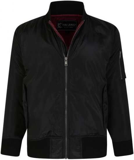 Kam Jeans KV126 Traditional Style Bomber Jacket Black - Kurtki Męskie Duże Rozmiary - Kurtki Duże rozmiary 2XL-8XL