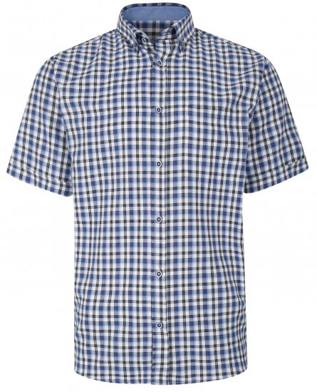 Kam Jeans 6285 Casual SS Check Shirt Blue - Koszule - Koszule 2XL-10XL