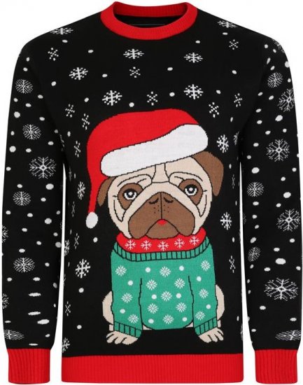 Kam Jeans X024 Bulldog Santa Xmas Sweatshirt Black - Bluzy & bluzy z kapturem - Bluzy & Bluzy z kapturem 2XL-12XL