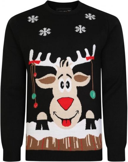 Kam Jeans X023 Rudolph Xmas Sweatshirt Black - Bluzy & bluzy z kapturem - Bluzy & Bluzy z kapturem 2XL-12XL