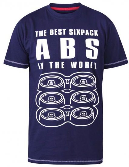 D555 Marco Best Sixpack Abs Crew Neck Printed T-Shirt Navy - Koszulki - T-shirty meskie Duże Rozmiary - 2XL-14XL
