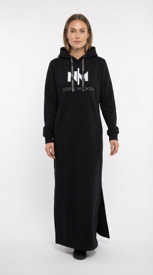 Nora Mikken MARI Maxi Hoodie Dress Black - Bluzy & bluzy z kapturem - 