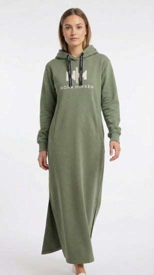 Nora Mikken MARI Maxi Hoodie Dress Green - Bluzy & bluzy z kapturem - 