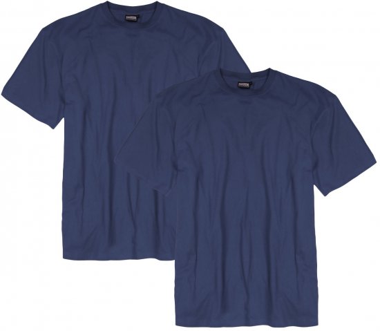 Adamo Marlon Comfort fit 2-pack T-shirt Denim Blue - Koszulki - T-shirty meskie Duże Rozmiary - 2XL-14XL