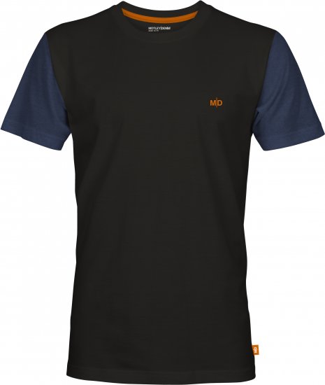 Motley Denim Vigo Colored Short Sleeve T-Shirt Black/Dark Indigo - Koszulki - T-shirty meskie Duże Rozmiary - 2XL-14XL