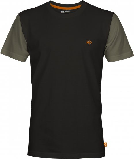 Motley Denim Vigo Colored Short Sleeve T-Shirt Black/Dark Khaki - Koszulki - T-shirty meskie Duże Rozmiary - 2XL-14XL