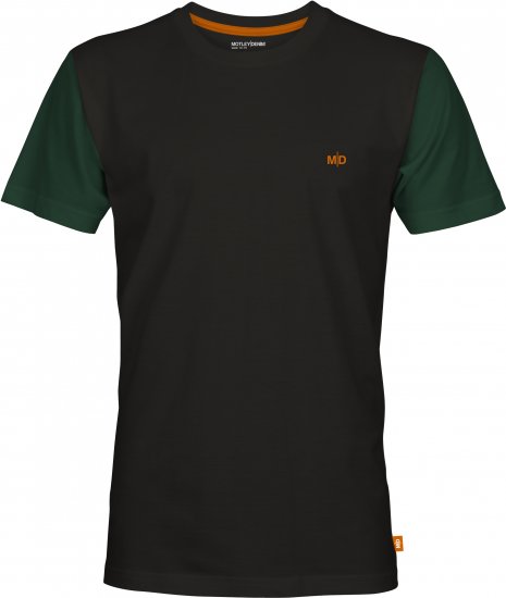 Motley Denim Vigo Colored Short Sleeve T-Shirt Black/Racing Green - Koszulki - T-shirty meskie Duże Rozmiary - 2XL-14XL