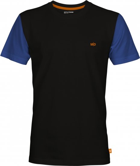 Motley Denim Vigo Colored Short Sleeve T-Shirt Black/Royal Blue - Koszulki - T-shirty meskie Duże Rozmiary - 2XL-14XL