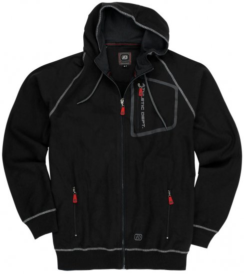 Adamo Michael Hoodie with Zipper Black - Bluzy & bluzy z kapturem - Bluzy & Bluzy z kapturem 2XL-12XL