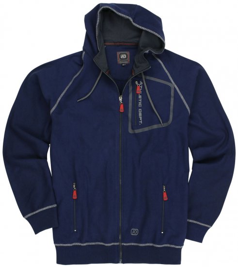 Adamo Michael Hoodie with Zipper Navy - Bluzy & bluzy z kapturem - Bluzy & Bluzy z kapturem 2XL-12XL