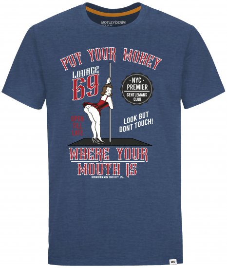 Motley Denim T-shirt Midtown Dark Indigo - Koszulki - T-shirty meskie Duże Rozmiary - 2XL-14XL