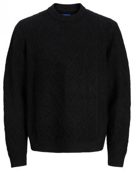 Jack & Jones Cambridge Cable Knit Sweater Black - Bluzy & bluzy z kapturem - Bluzy & Bluzy z kapturem 2XL-12XL