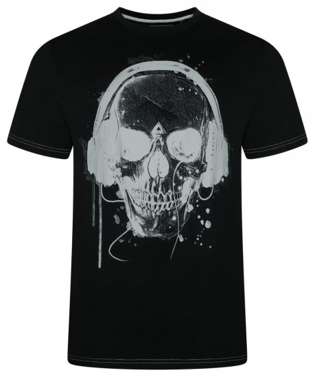 Kam Jeans 5811 Koszulka z nadrukiem czaszki Czarna - Koszulki - T-shirty meskie Duże Rozmiary - 2XL-14XL