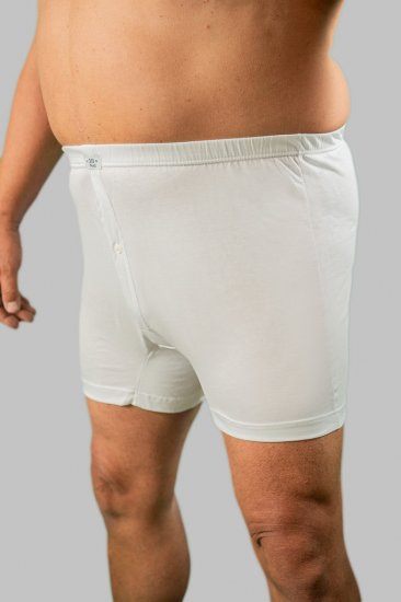 20 Nodi Combed Cotton Jersey Boxer with Front Button Fly White - Bielizna & stroje kąpielowe - Bielizna & Stroje kąpielowe 2XL-8XL
