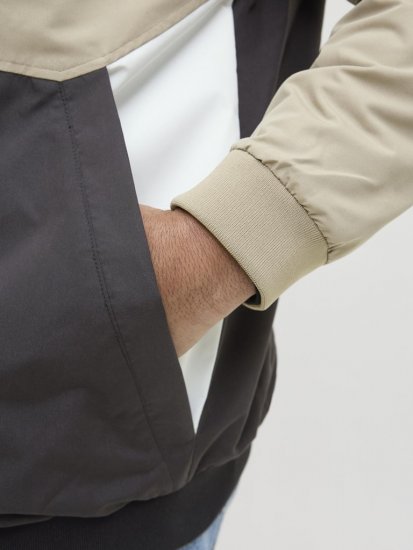 Jack & Jones Rush Bomber Hoodie Grey - Kurtki Męskie Duże Rozmiary - Kurtki Duże rozmiary 2XL-8XL