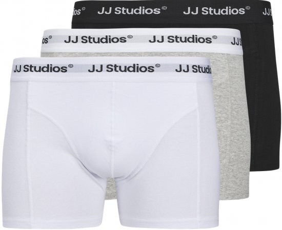 Jack & Jones Soho Solid Trunks 3-pack White/Grey/Black - Bielizna & stroje kąpielowe - Bielizna & Stroje kąpielowe 2XL-8XL