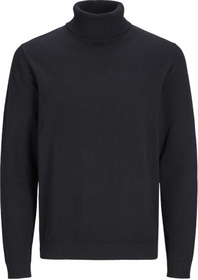 Jack & Jones Basic Knitted Sweater with Rolled Neck Black - Bluzy & bluzy z kapturem - Bluzy & Bluzy z kapturem 2XL-12XL