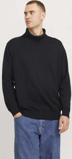 Jack & Jones Basic Knitted Sweater with Rolled Neck Black - Bluzy & bluzy z kapturem - Bluzy & Bluzy z kapturem 2XL-12XL