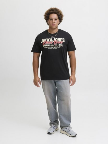 Jack & Jones Logo 2COL T-Shirt Black - Koszulki - T-shirty meskie Duże Rozmiary - 2XL-14XL