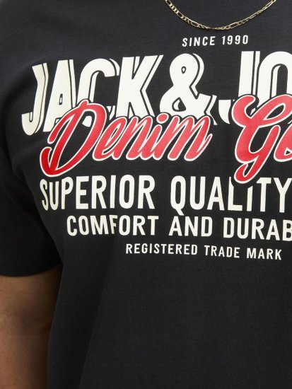 Jack & Jones Logo 2COL T-Shirt Black - Koszulki - T-shirty meskie Duże Rozmiary - 2XL-14XL