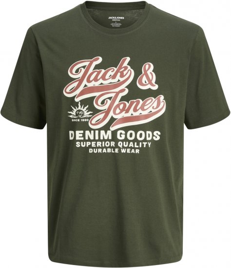 Jack & Jones Logo 2COL T-Shirt Green - Koszulki - T-shirty meskie Duże Rozmiary - 2XL-14XL
