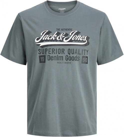 Jack & Jones Logo 2COL T-shirt Grey - Koszulki - T-shirty meskie Duże Rozmiary - 2XL-14XL