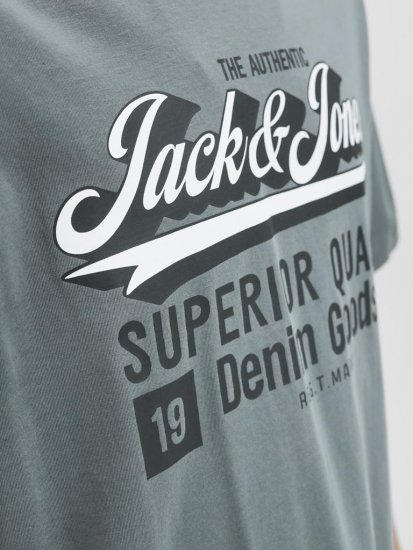 Jack & Jones Logo 2COL T-shirt Grey - Koszulki - T-shirty meskie Duże Rozmiary - 2XL-14XL