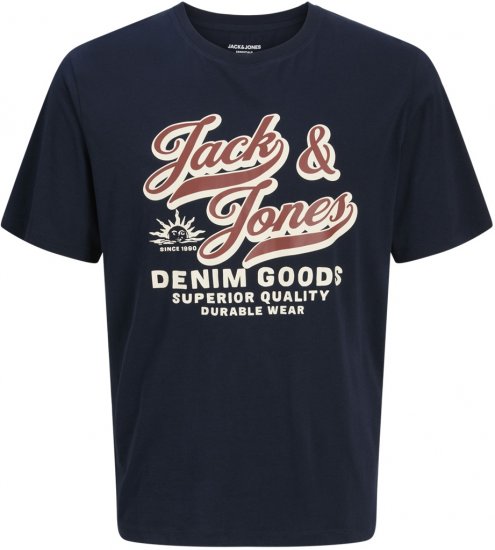 Jack & Jones Logo 2COL T-Shirt Blue - Koszulki - T-shirty meskie Duże Rozmiary - 2XL-14XL