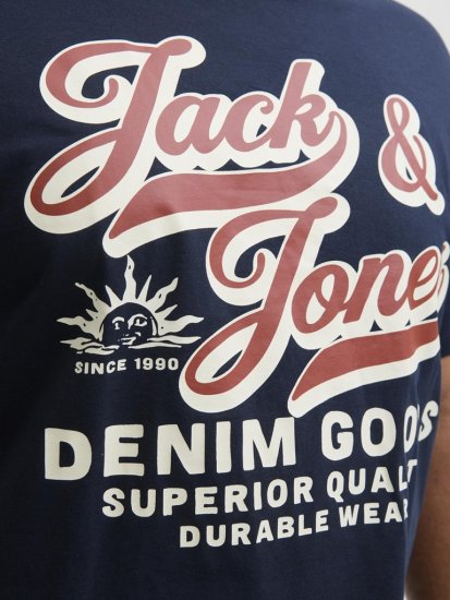 Jack & Jones Logo 2COL T-Shirt Blue - Koszulki - T-shirty meskie Duże Rozmiary - 2XL-14XL