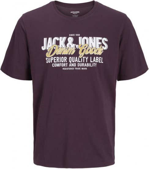 Jack & Jones Logo 2COL T-shirt Purple - Koszulki - T-shirty meskie Duże Rozmiary - 2XL-14XL