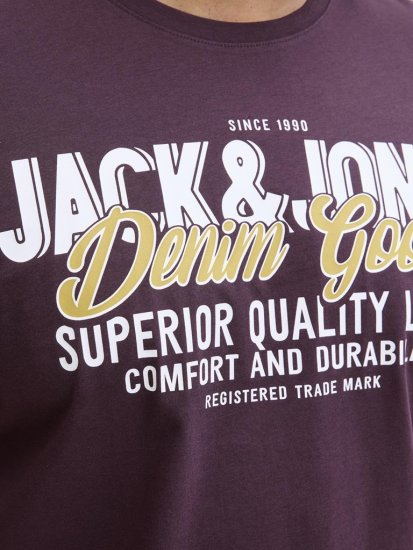 Jack & Jones Logo 2COL T-shirt Purple - Koszulki - T-shirty meskie Duże Rozmiary - 2XL-14XL