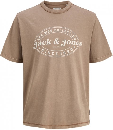 Jack & Jones Dover T-shirt Short Sleeve Brown - Koszulki - T-shirty meskie Duże Rozmiary - 2XL-14XL