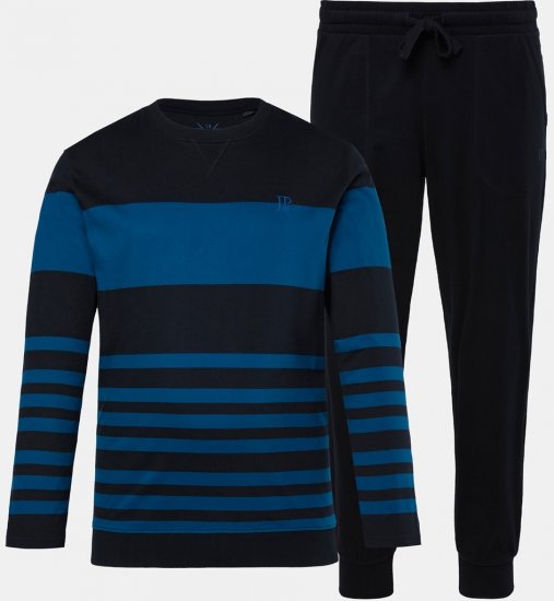 JP1880 Pyjamas Two-piece Long Sleeve with Stripes Blue - Bielizna & stroje kąpielowe - Bielizna & Stroje kąpielowe 2XL-8XL