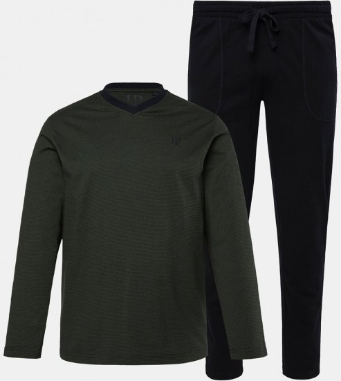 JP1880 Pyjamas Two-piece Striped Dark Green - Bielizna & stroje kąpielowe - Bielizna & Stroje kąpielowe 2XL-8XL