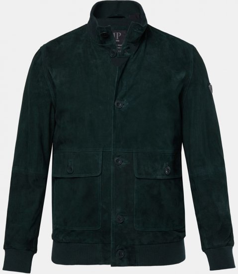 JP1880 Leather Jacket Suede with Stand-up Collar Dark Green - Kurtki Męskie Duże Rozmiary - Kurtki Duże rozmiary 2XL-8XL