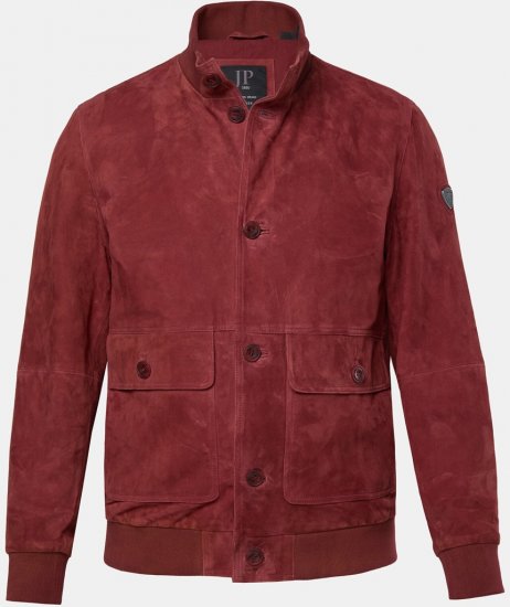 JP1880 Leather Jacket Suede with Stand-up Collar Red - Kurtki Męskie Duże Rozmiary - Kurtki Duże rozmiary 2XL-8XL