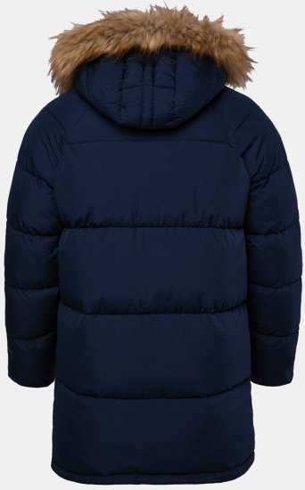 JP1880 Quilted Parka Lightweight and Warm with Faux Fur Hood Navy - Kurtki Męskie Duże Rozmiary - Kurtki Duże rozmiary 2XL-8XL