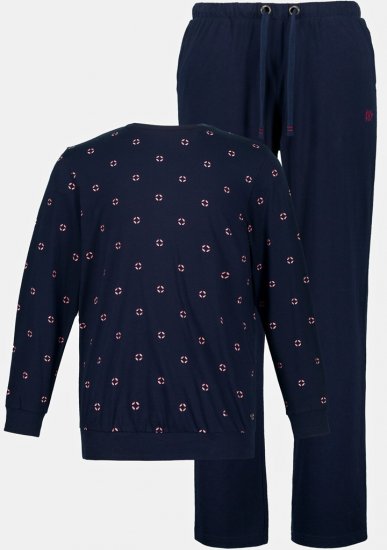 JP1880 Two-piece Pyjamas Long Sleeve and Long Trousers Navy - Bielizna & stroje kąpielowe - Bielizna & Stroje kąpielowe 2XL-8XL