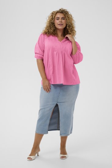Kaffe Curve Karlia 3/4 Sleeve Blouse Pink - Bluzki & koszule - 