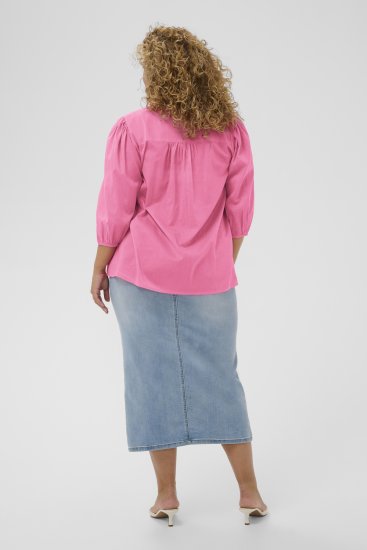 Kaffe Curve Karlia 3/4 Sleeve Blouse Pink - Bluzki & koszule - 