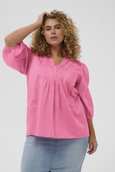 Kaffe Curve Karlia 3/4 Sleeve Blouse Pink - Bluzki & koszule - 