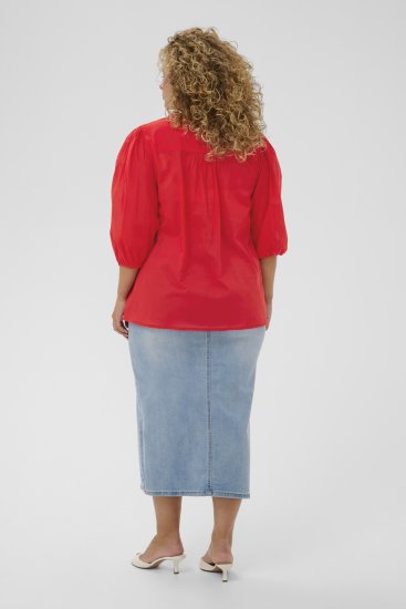 Kaffe Curve Karlia 3/4 Sleeve Blouse Red - Bluzki - 