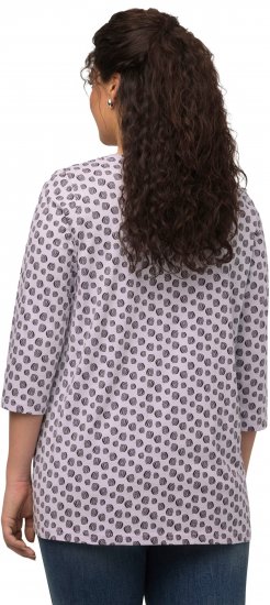 Ulla Popken Polka Dot 3/4 Sleeve Square Neck A-Line Tee Light Blue-Grey - Koszulki z nadrukiem dla kobiet - 