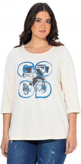 Ulla Popken Photo Graphic 3/4 Sleeve Tee Pearl White - Koszulki z nadrukiem dla kobiet - 